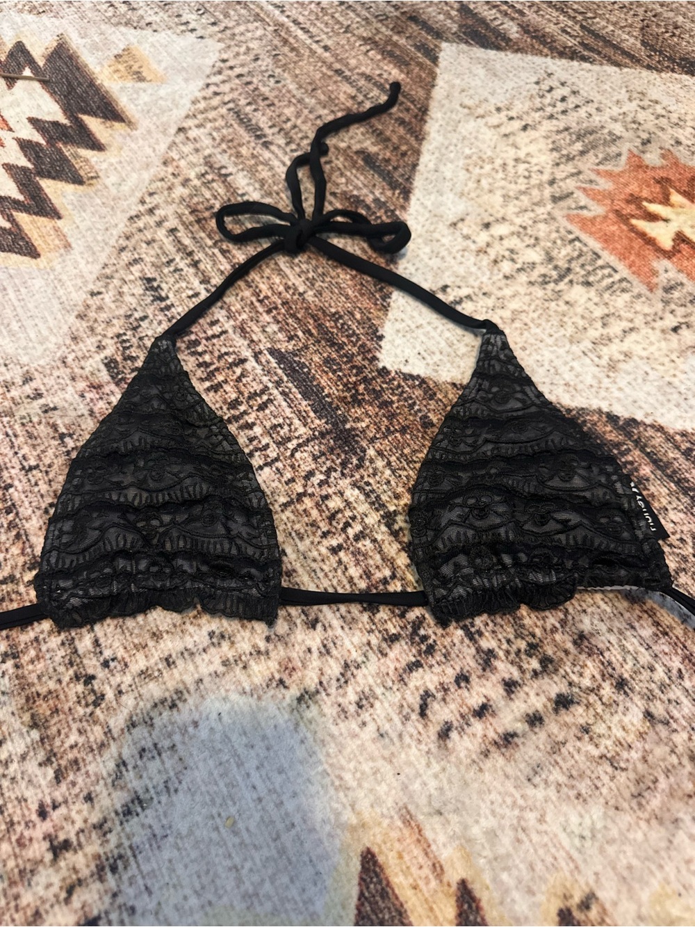 Hurley Black Lace Triangle Bathing Suit Top